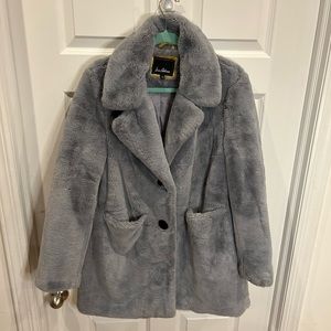 Sam Edelman Dusty Blue (Blue-Grey) Size M Faux Fur Coat